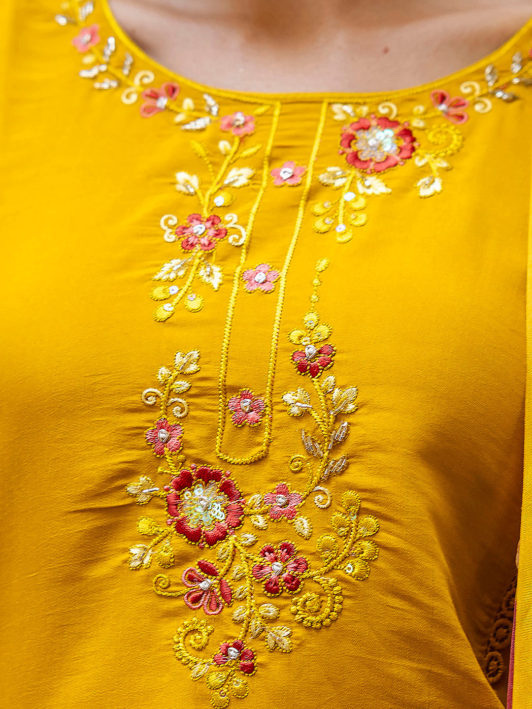 VredeVogel Viscose Roman Silk Calf Length Kurta Set Dupatta