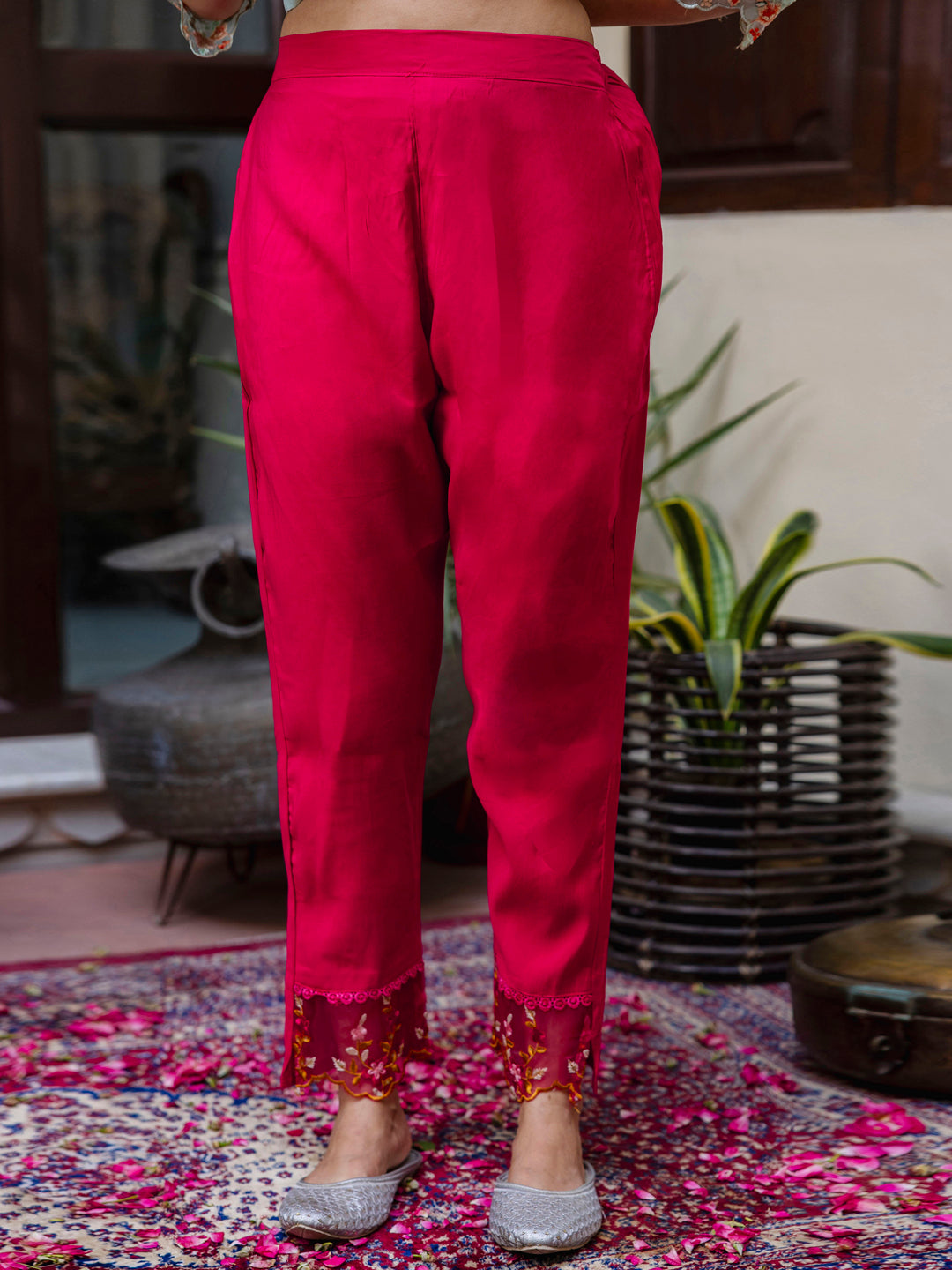 VredeVogel Viscose Roman Silk Calf Length Kurta Set Dupatta