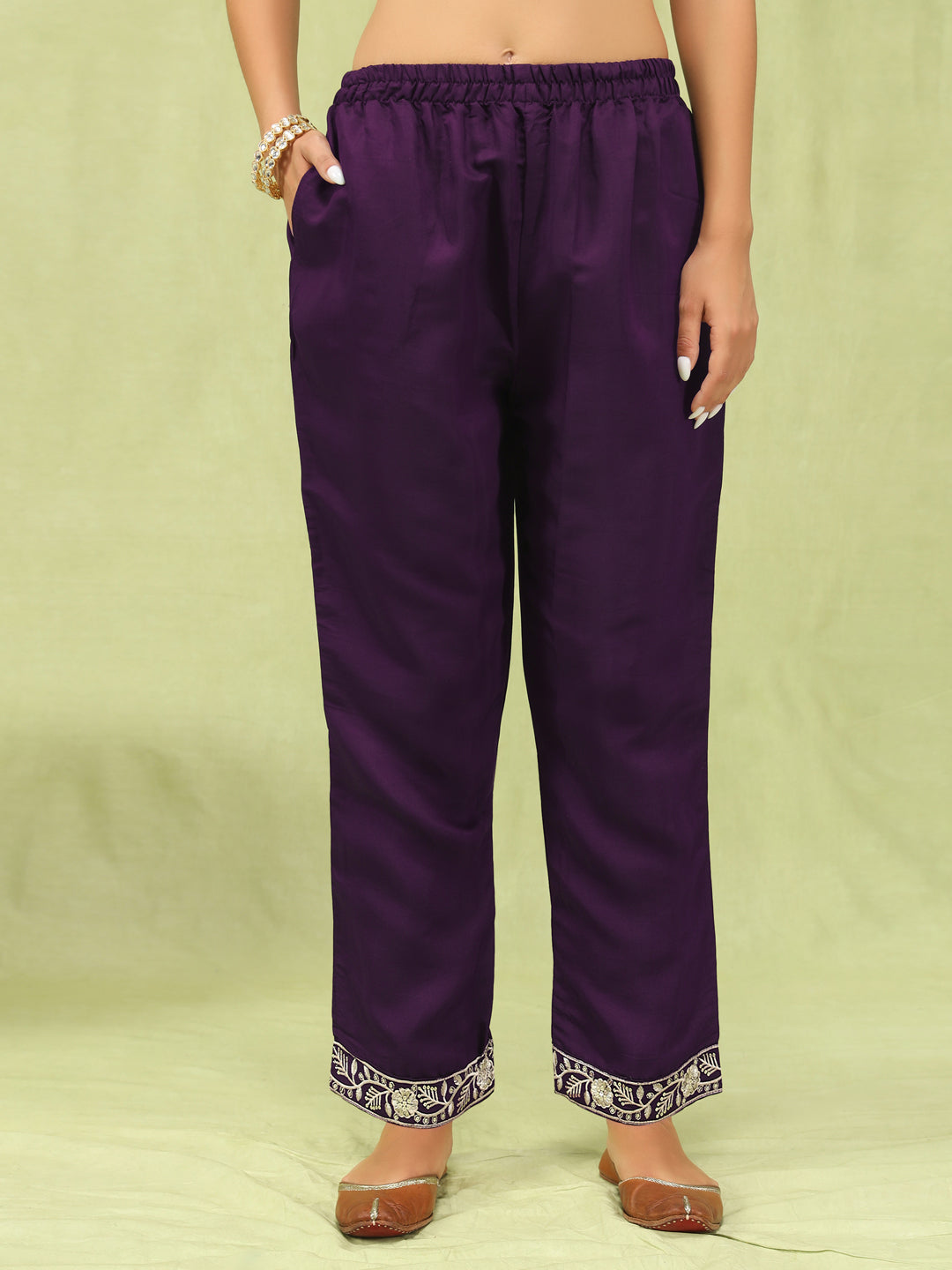 Trishna Women’s Viscose Roman Silk Embroidery Straight Kurta Pant with Dupatta Set