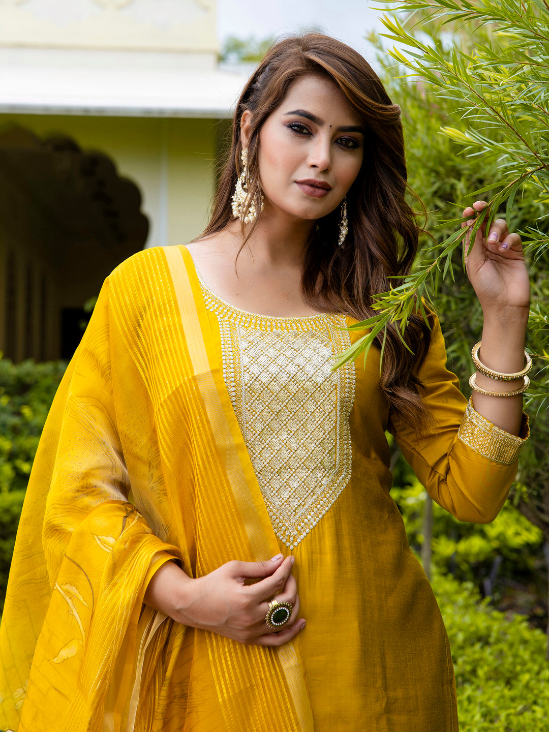 VredeVogel Women’s Viscose Roman Silk Embroidery Straight Kurta Pant with Dupatta Set