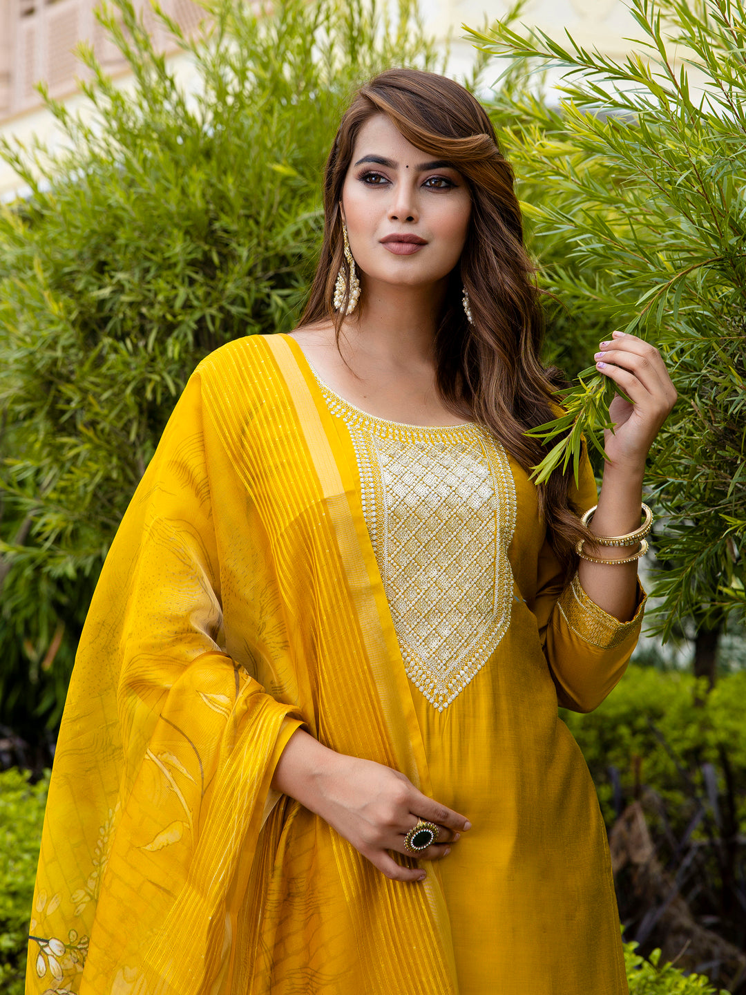 VredeVogel Women’s Viscose Roman Silk Embroidery Straight Kurta Pant with Dupatta Set
