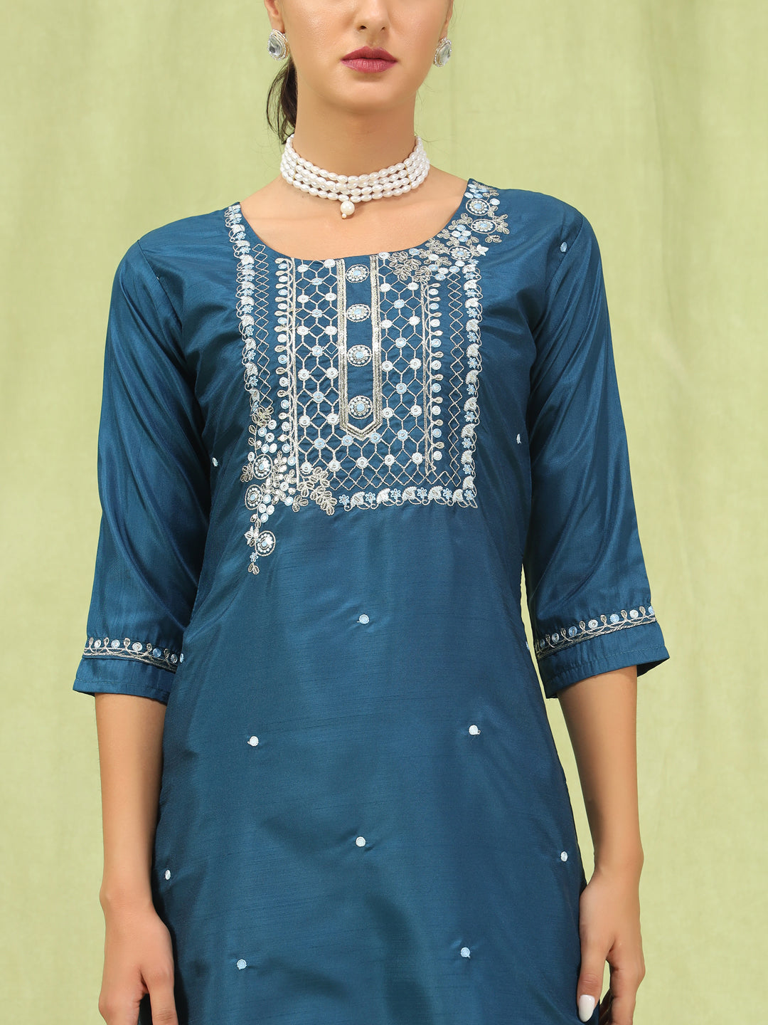 Bhairavi Women Kurta and Trousers Pant Set Silk Blend