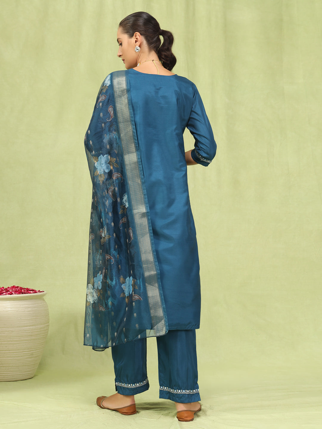 Bhairavi Women Kurta and Trousers Pant Set Silk Blend