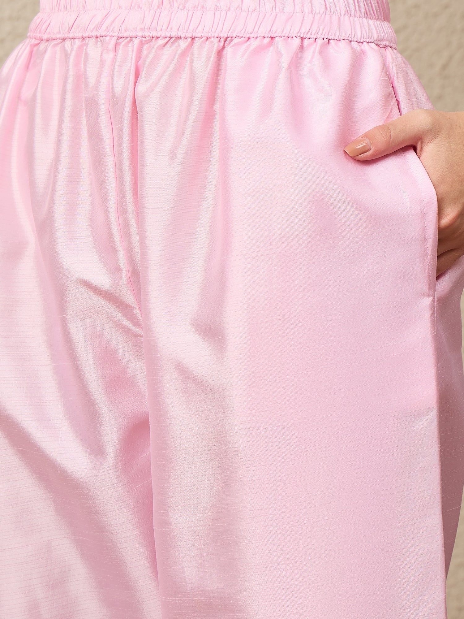 KesarSaga Pink Women Silk Blend Kurta and Trousers Pant Set