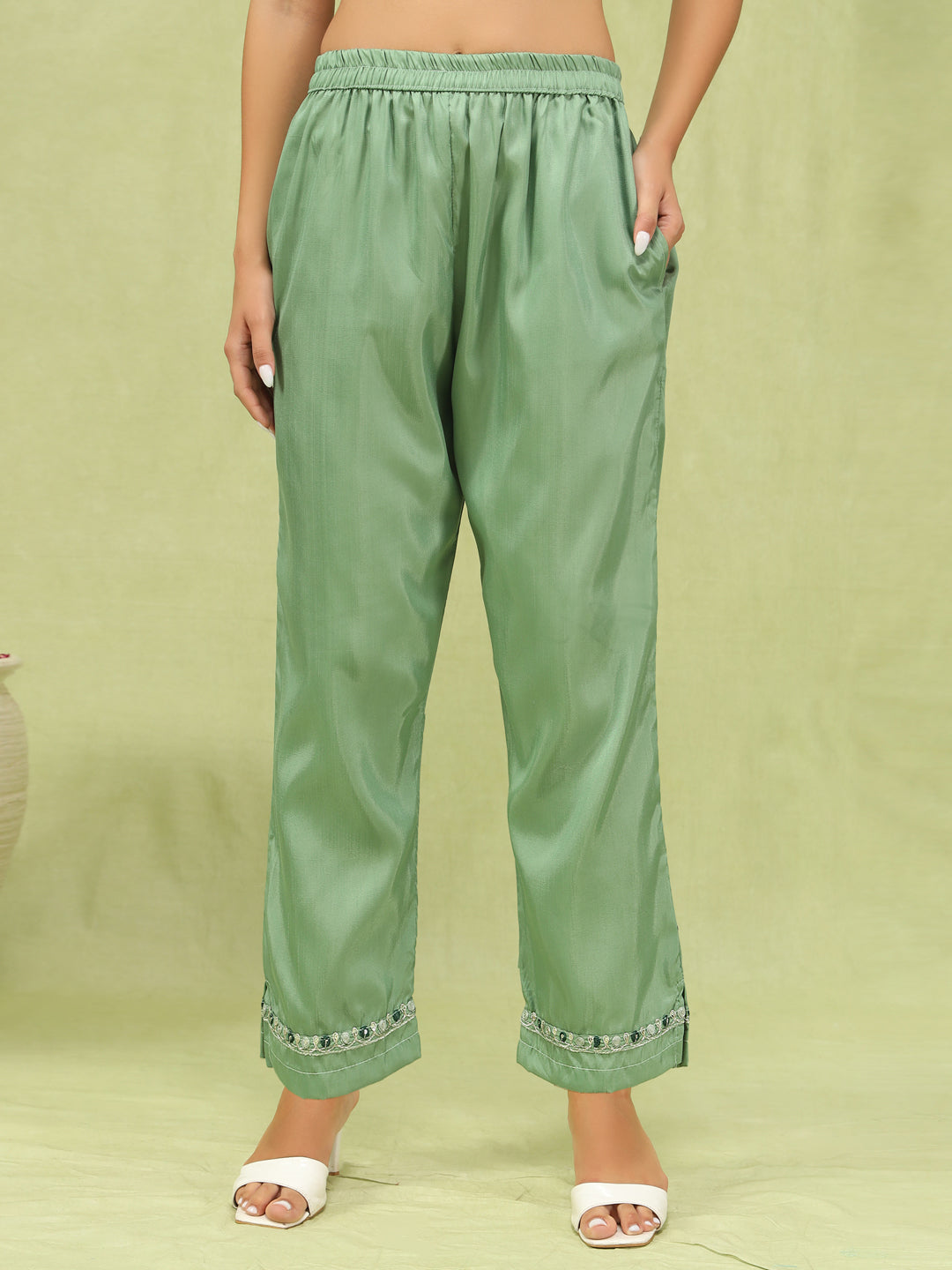 VredeVogel  Women Kurta and Trousers Pant Set Silk Blend