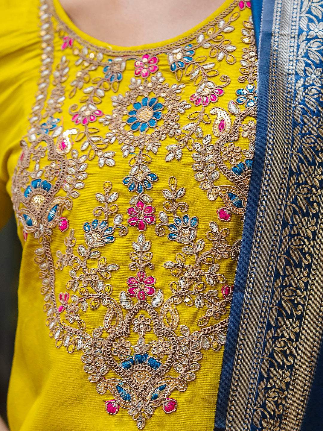 Aurika Viscose Rayon Embroidered Straight Kurta with Pant & Dupatta Set