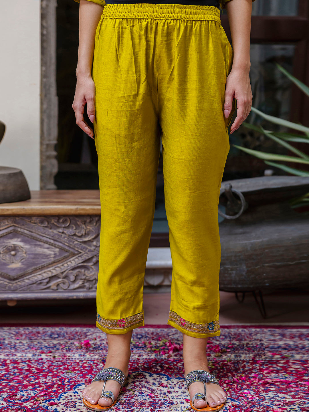 Aurika Viscose Rayon Embroidered Straight Kurta with Pant & Dupatta Set