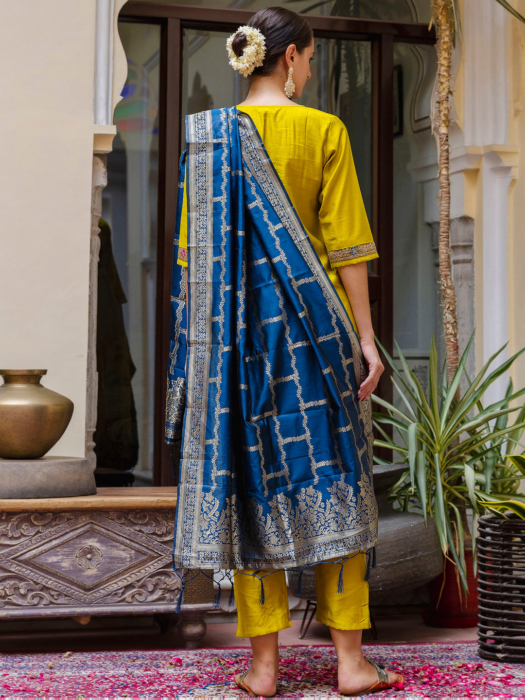 Aurika Viscose Rayon Embroidered Straight Kurta with Pant & Dupatta Set