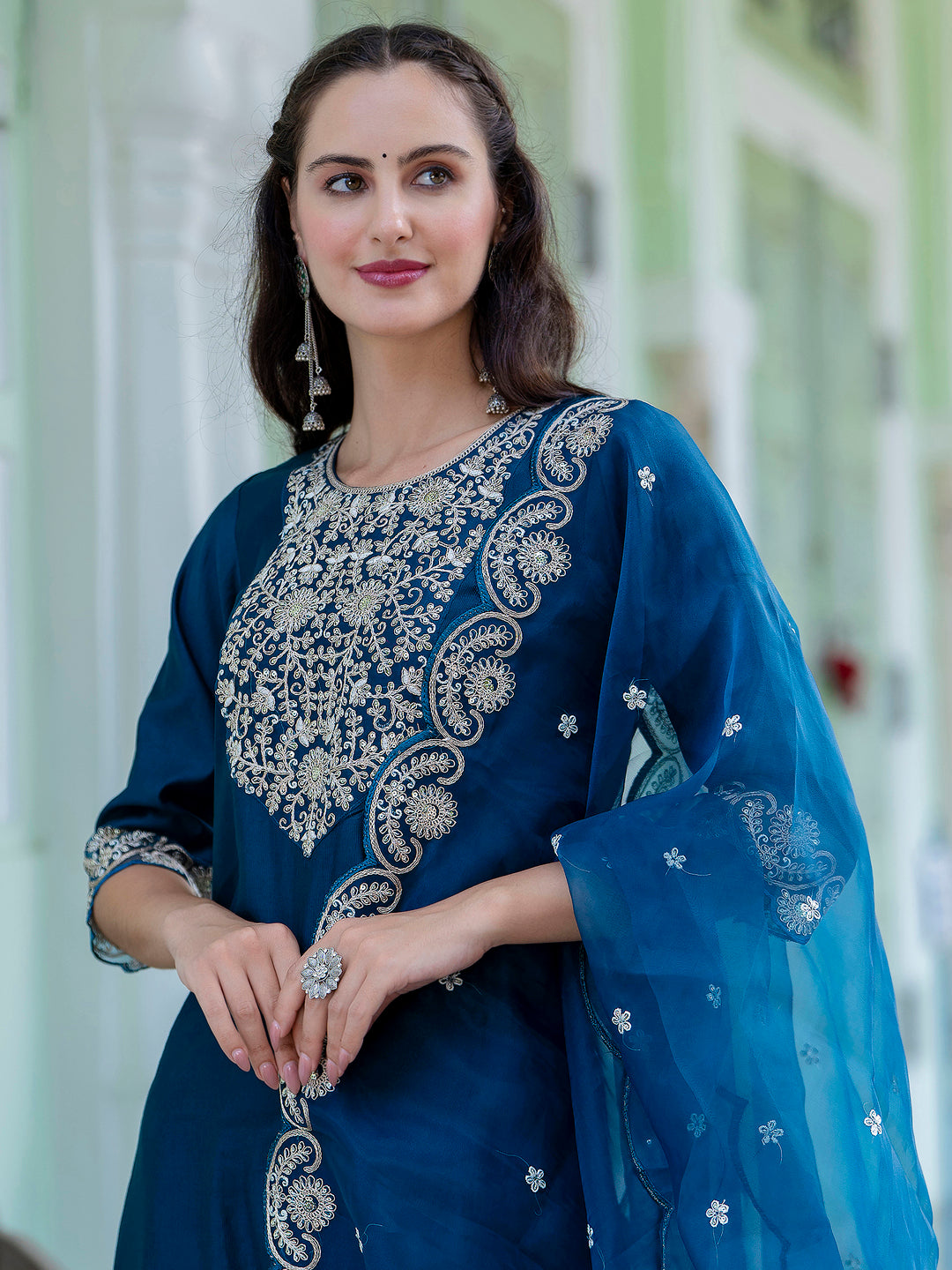 Shaambhri Silk Blend Kurta Set with Pant Dupatta Set