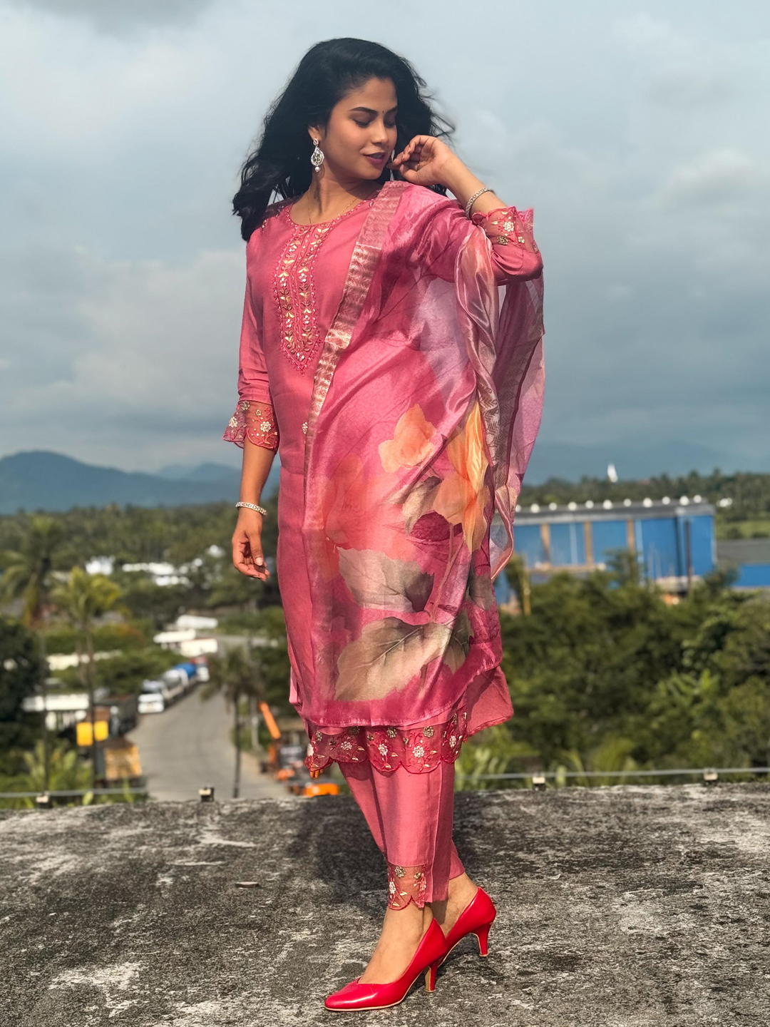 Nandini Women's Embroidered Yoke Design Straight Kurta Set suits