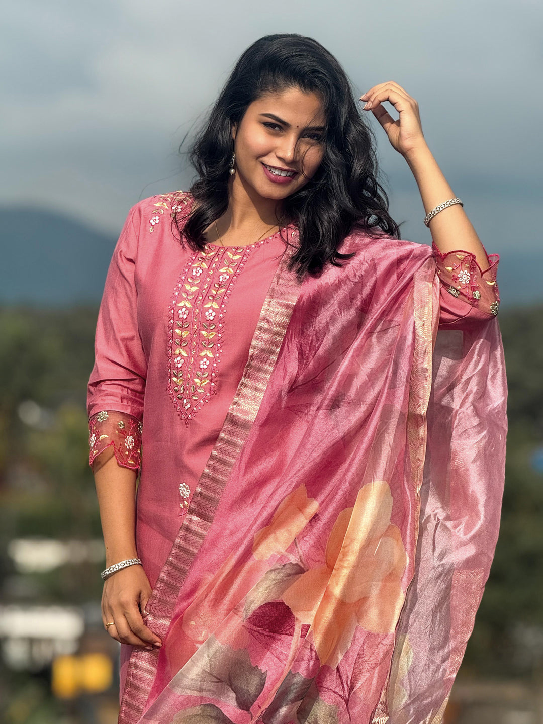 Nandini Women's Embroidered Yoke Design Straight Kurta Set suits