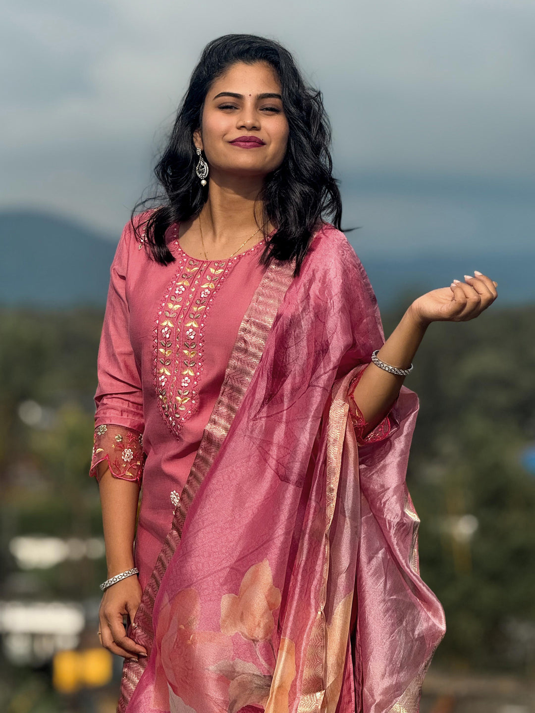 Nandini Women's Embroidered Yoke Design Straight Kurta Set suits