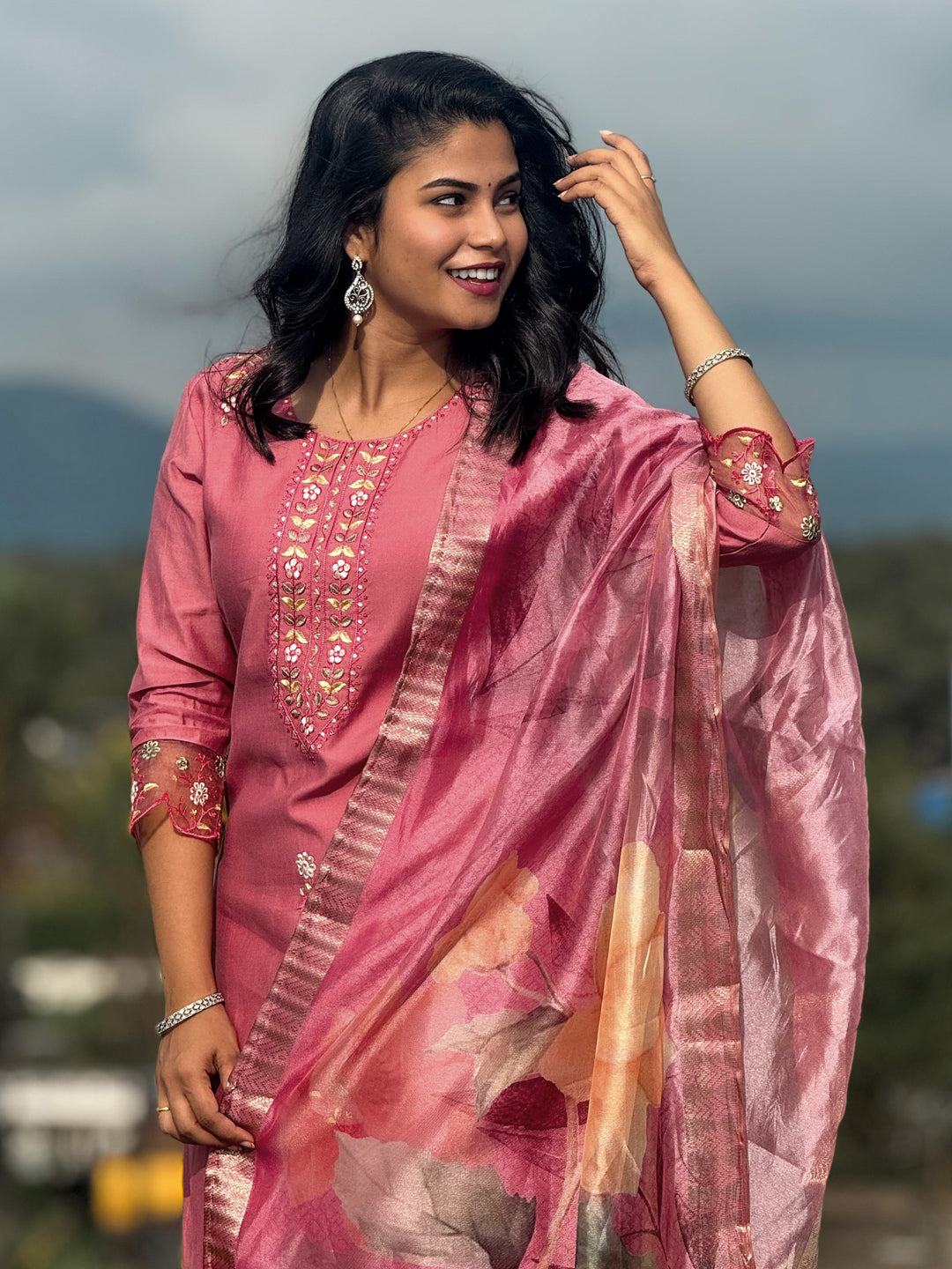 Nandini Women's Embroidered Yoke Design Straight Kurta Set suits