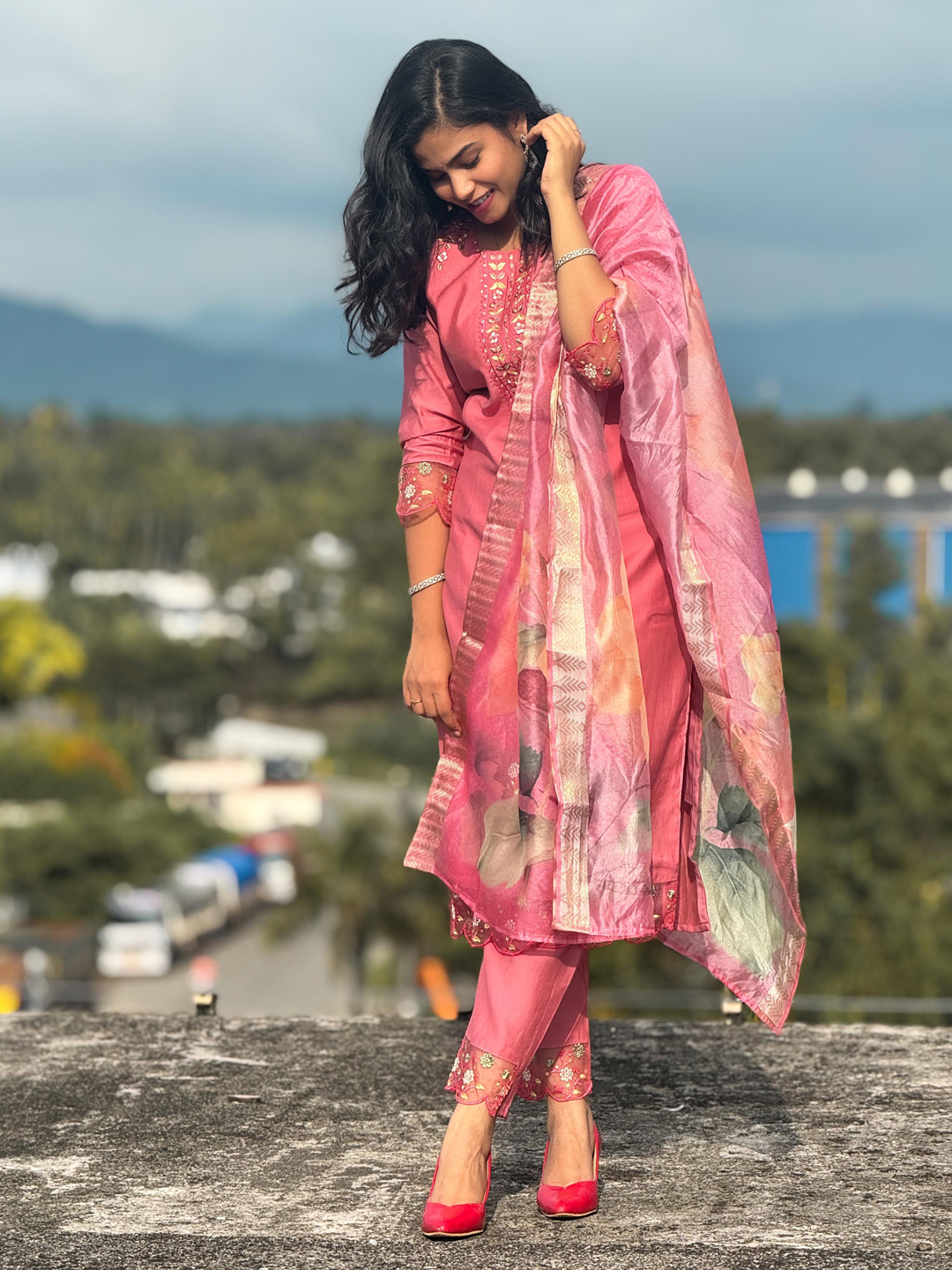 Nandini Women's Embroidered Yoke Design Straight Kurta Set suits