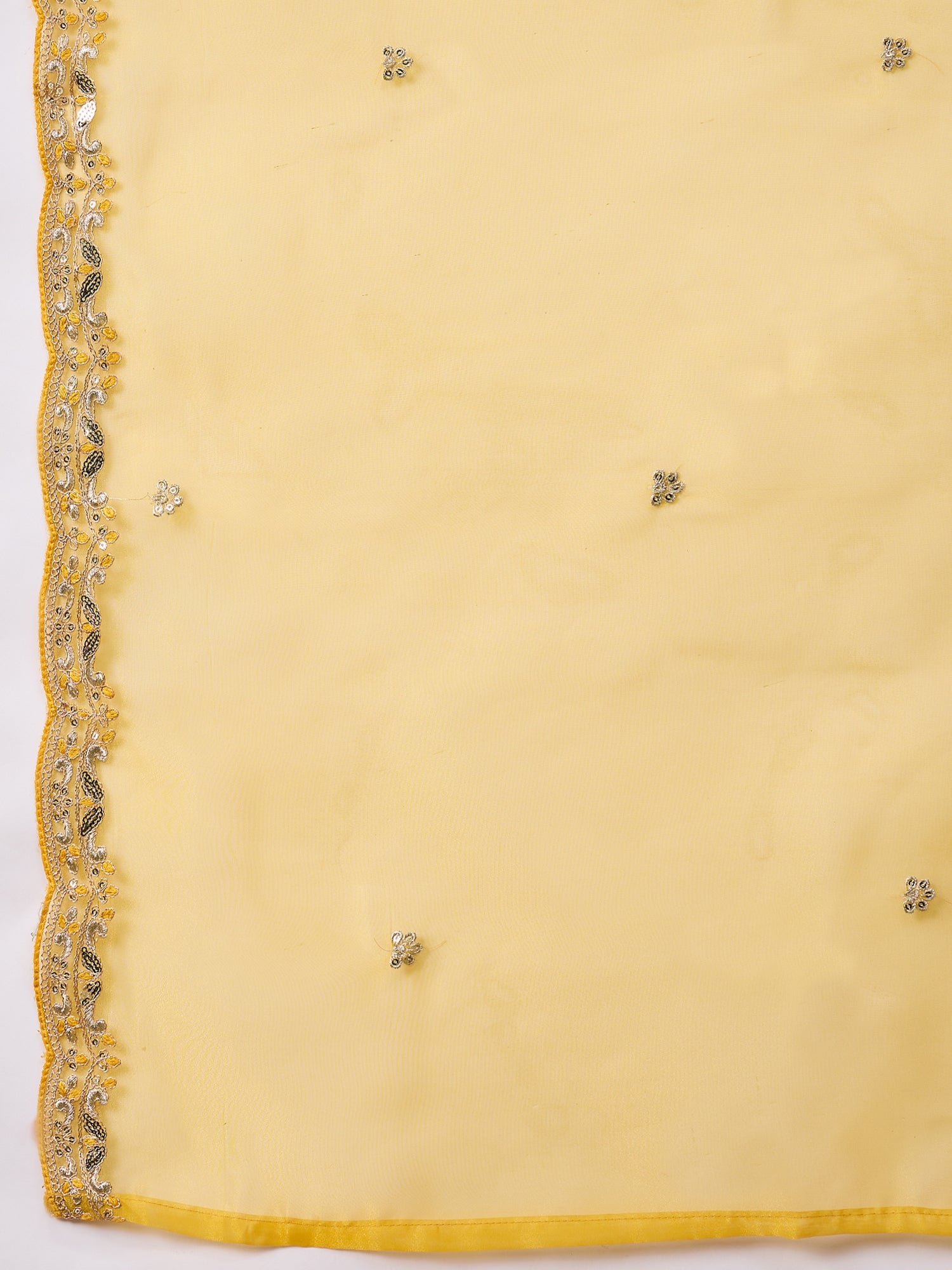 Riwaayat Yellow Yoke Design Silk Blend Straight Suit With Dupatta