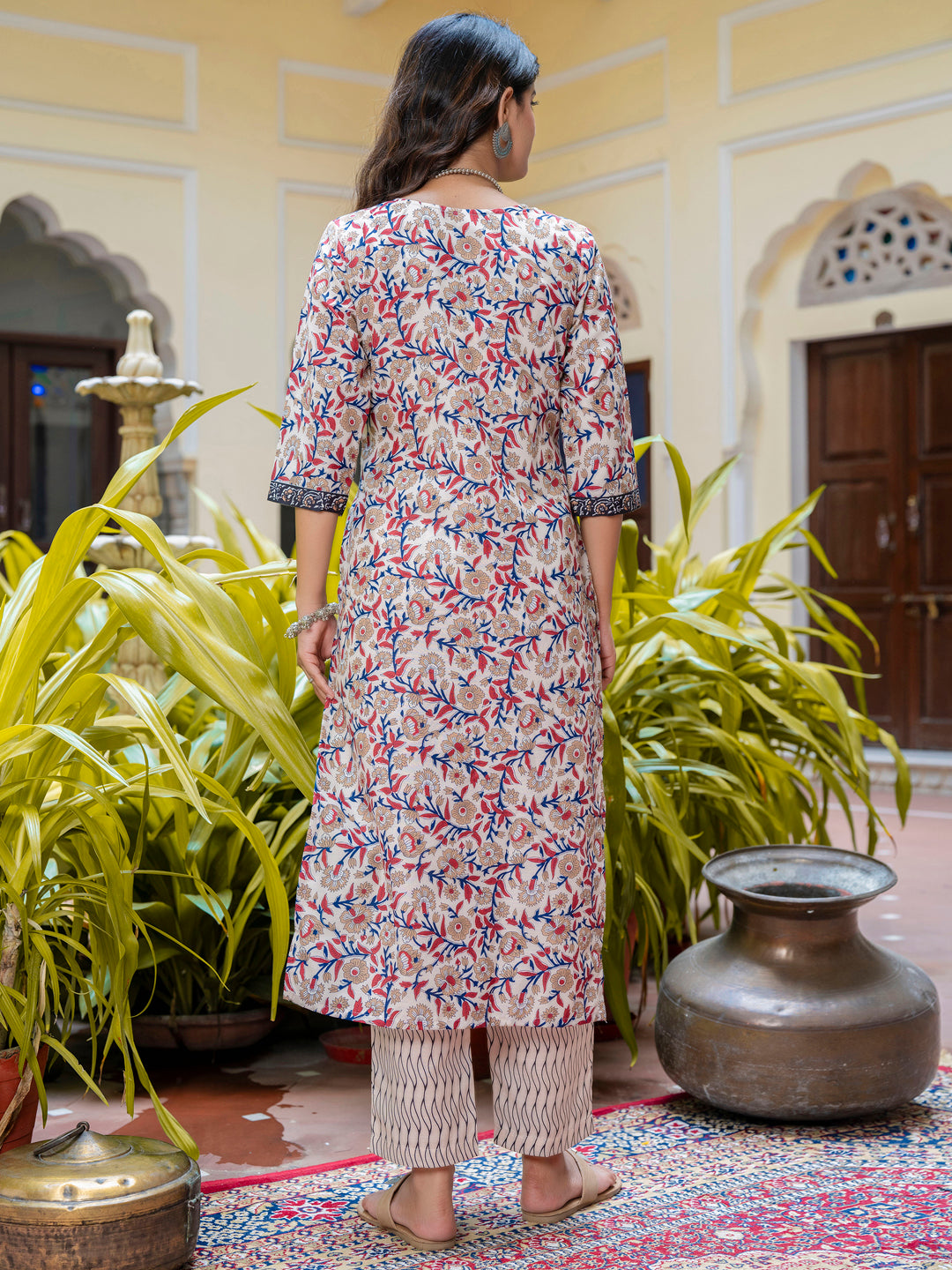 VredeVogel  Women Cotton Blend Kurta Pant Dupatta Set