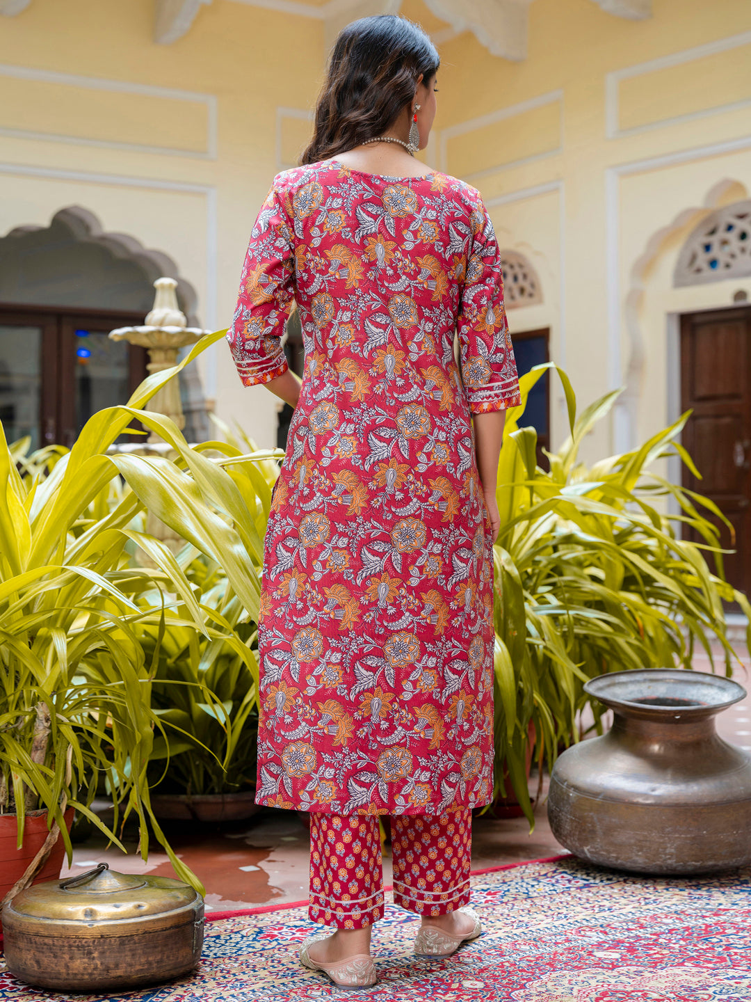 VredeVogel  Women Cotton Blend Kurta Pant Dupatta Set