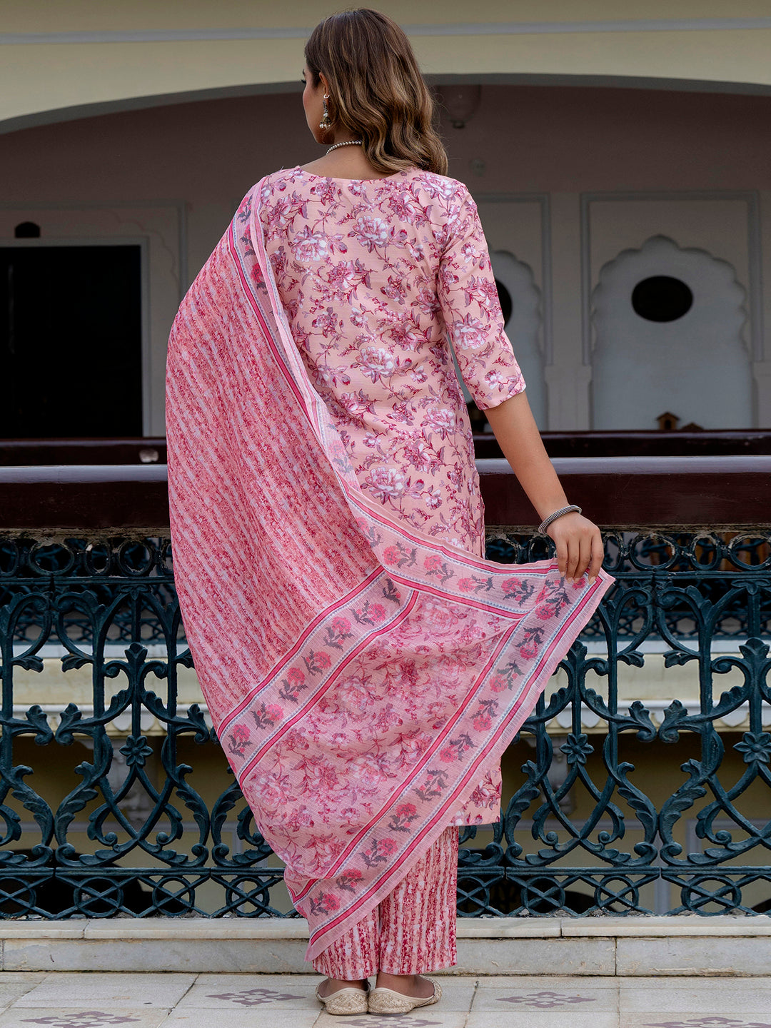 VredeVogel  Women Cotton Blend Kurta Pant Dupatta Set