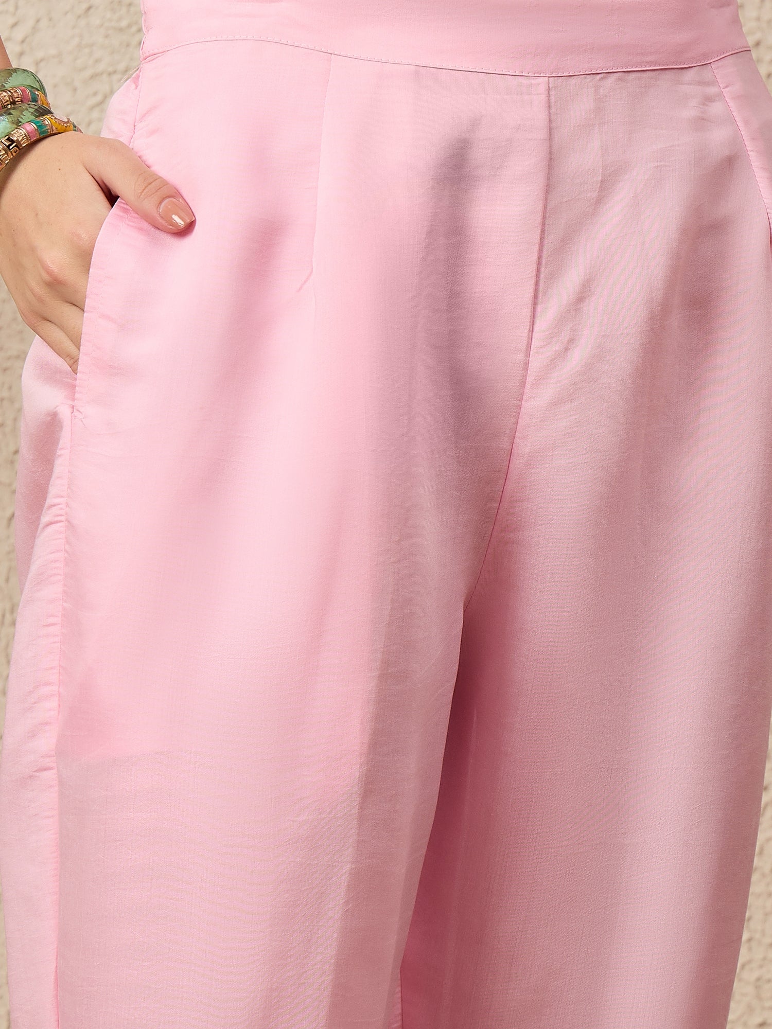 Rachna Pink Embroidered Straight Suit Set