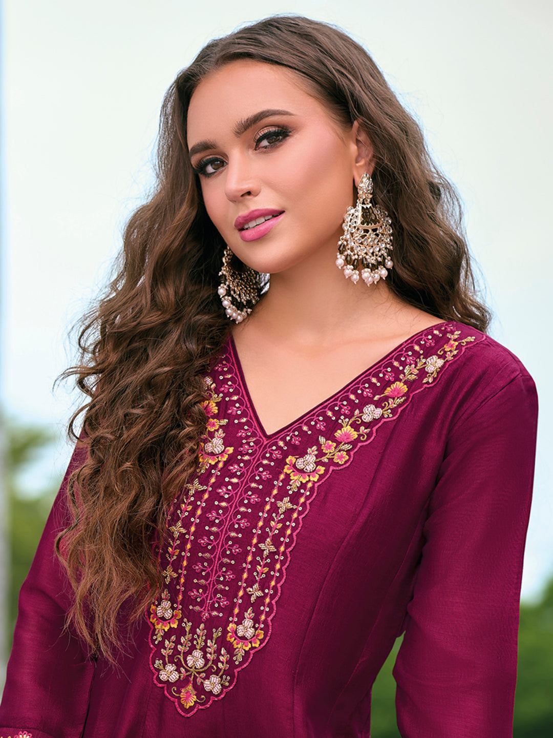 VredeVogel  Women Silk Blend Kurta Pant Dupatta Set