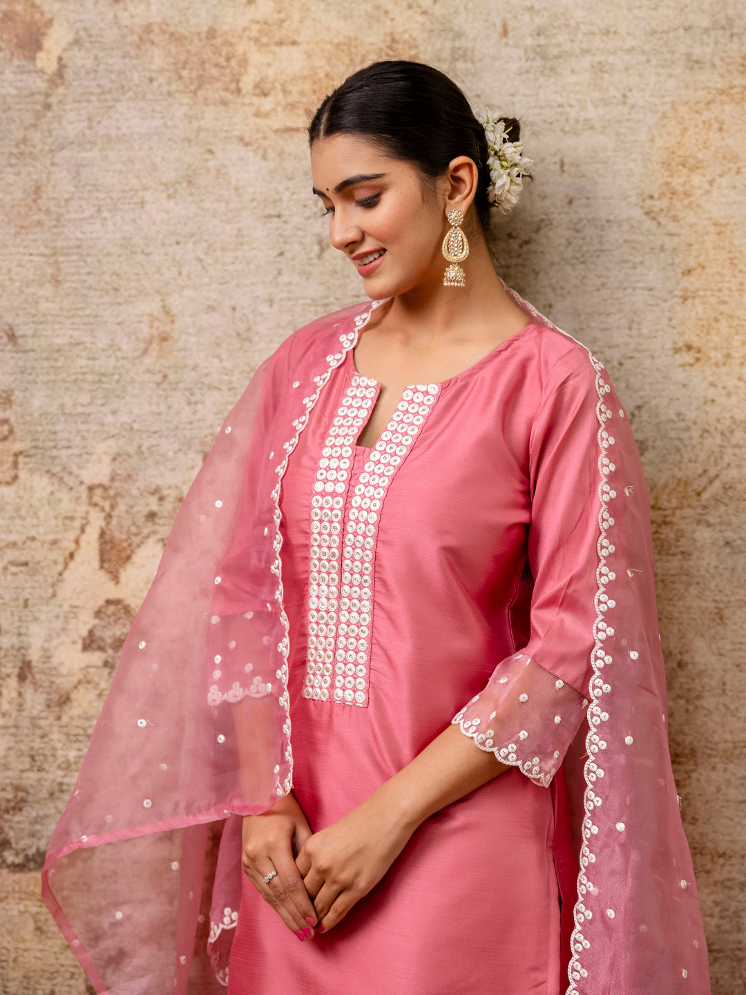 Svarnika Womens Silk Blend Kurta Pant Set Elegant Embroidered Ethnic Wear for Weddings and Festivals