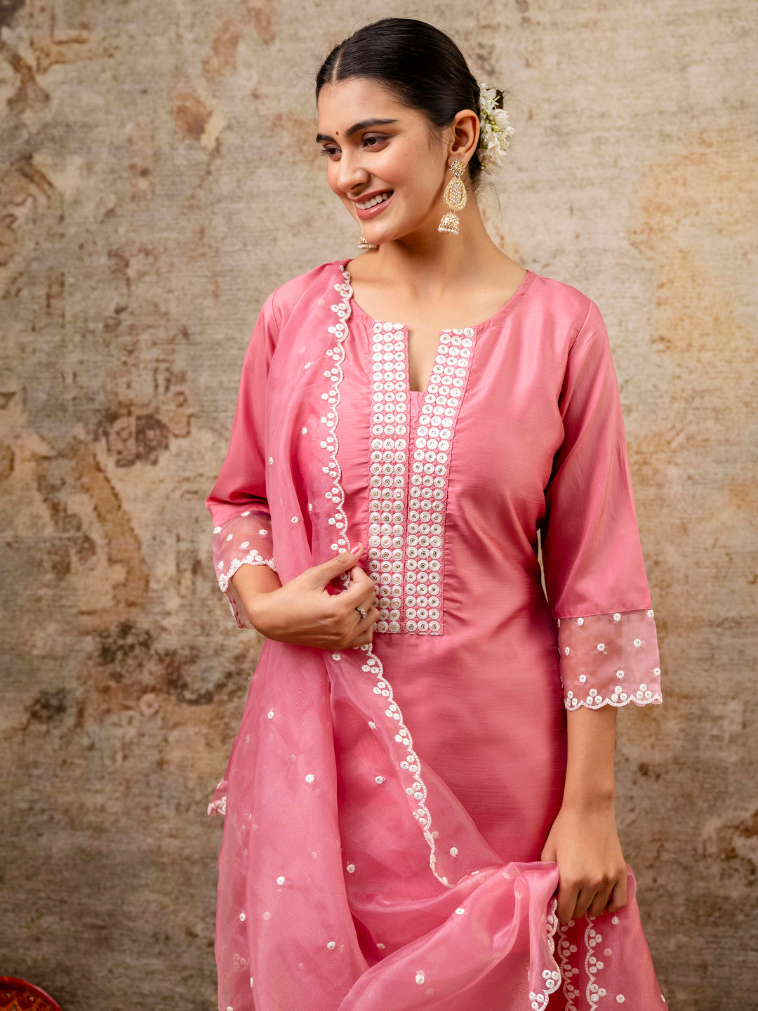 Svarnika Womens Silk Blend Kurta Pant Set Elegant Embroidered Ethnic Wear for Weddings and Festivals
