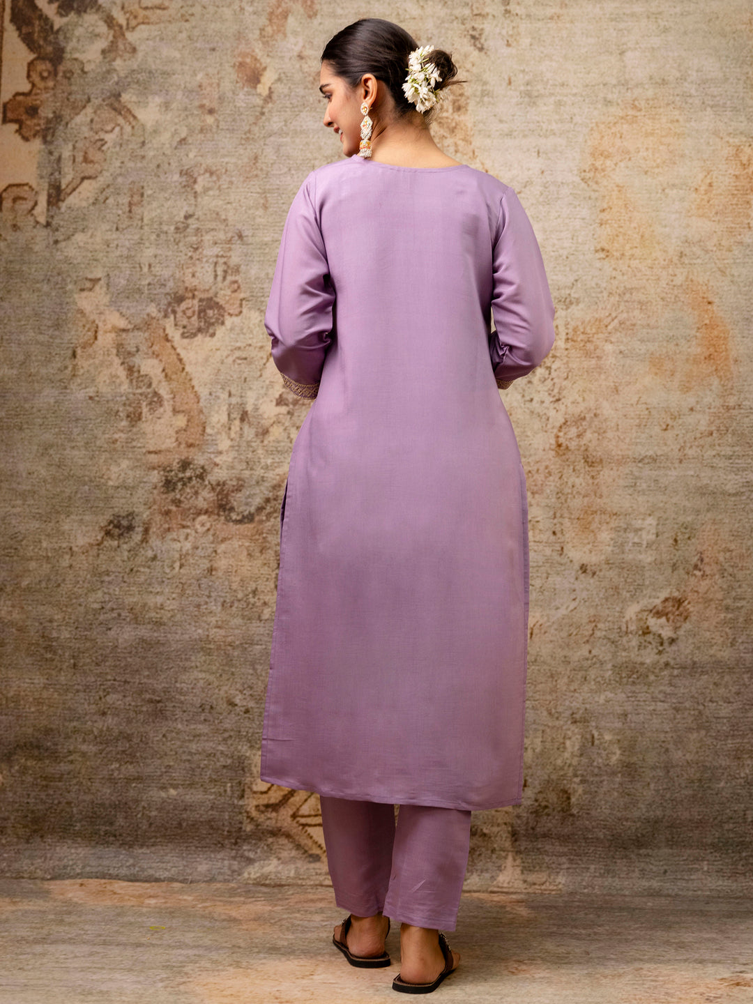 VredeVogel Women Kurta and Pant Sets Silk Blend Fabric