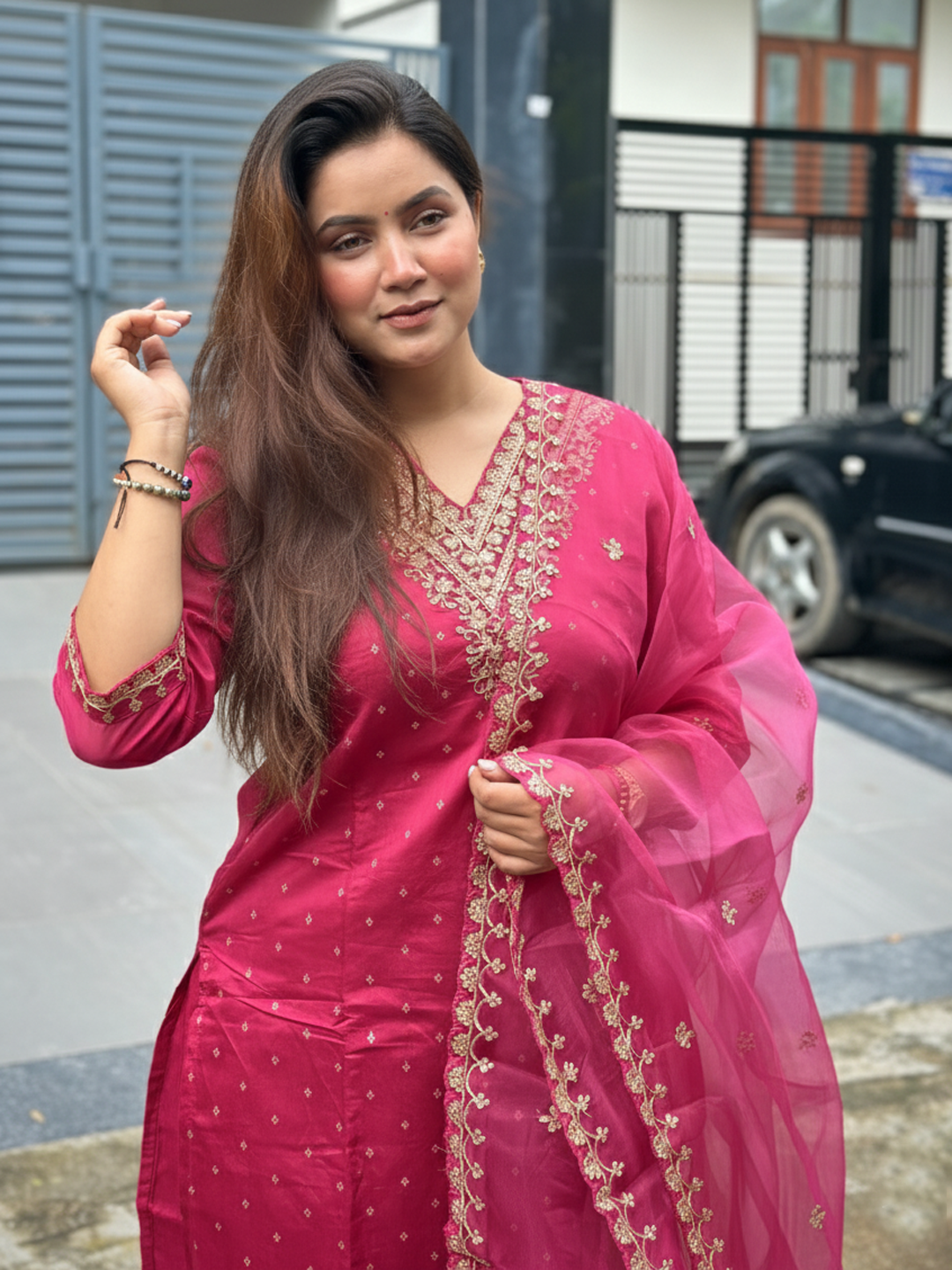 Nyrah Women Kurta and Pant Sets Chanderi Silk Blend