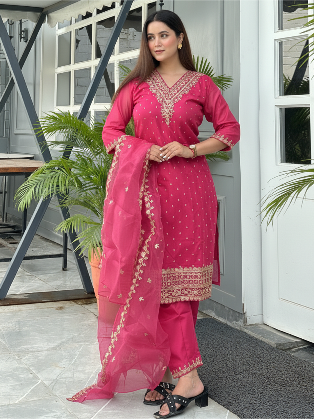 Nyrah Women Kurta and Pant Sets Chanderi Silk Blend