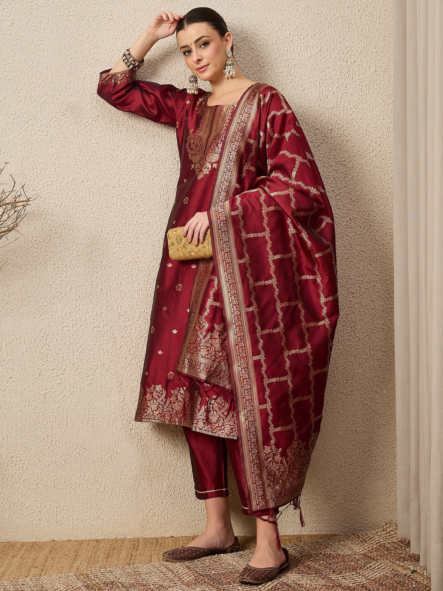 Divyaa Elegant Cotton Silk Kurta Set with Zari Work Ready to Wear Ethnic Outfit for Women