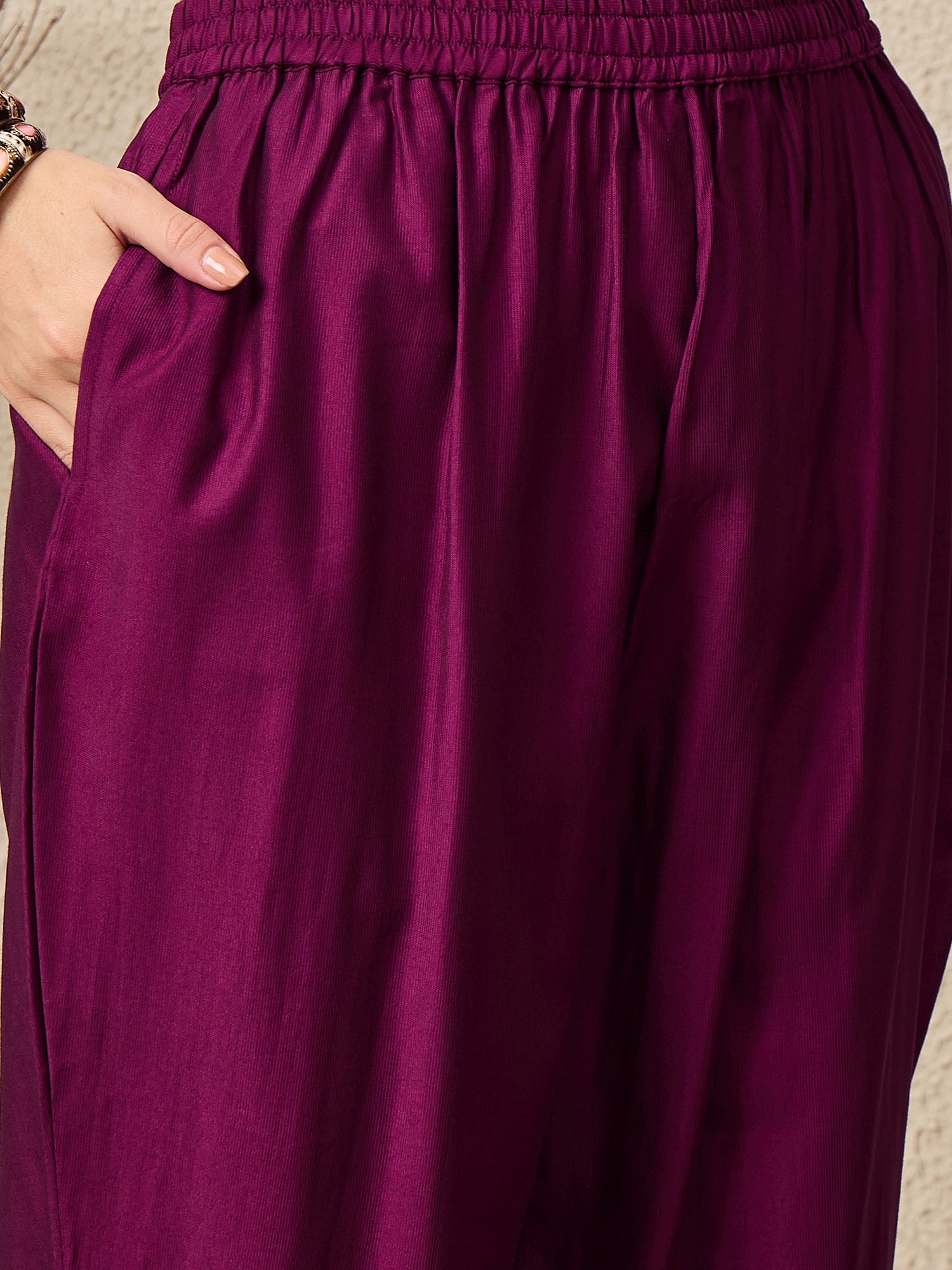 Kamya Purple Ethnic Motifs Embroidered Straight Kurta with Trousers & Dupatta