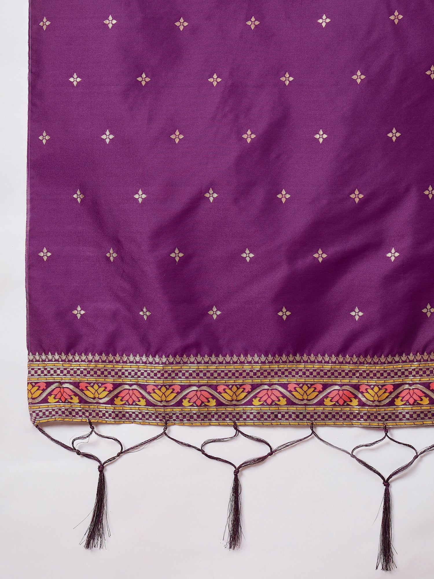 Kahani Women Purple Yoke Design Silk Blend Straight Suit With Dupatta
