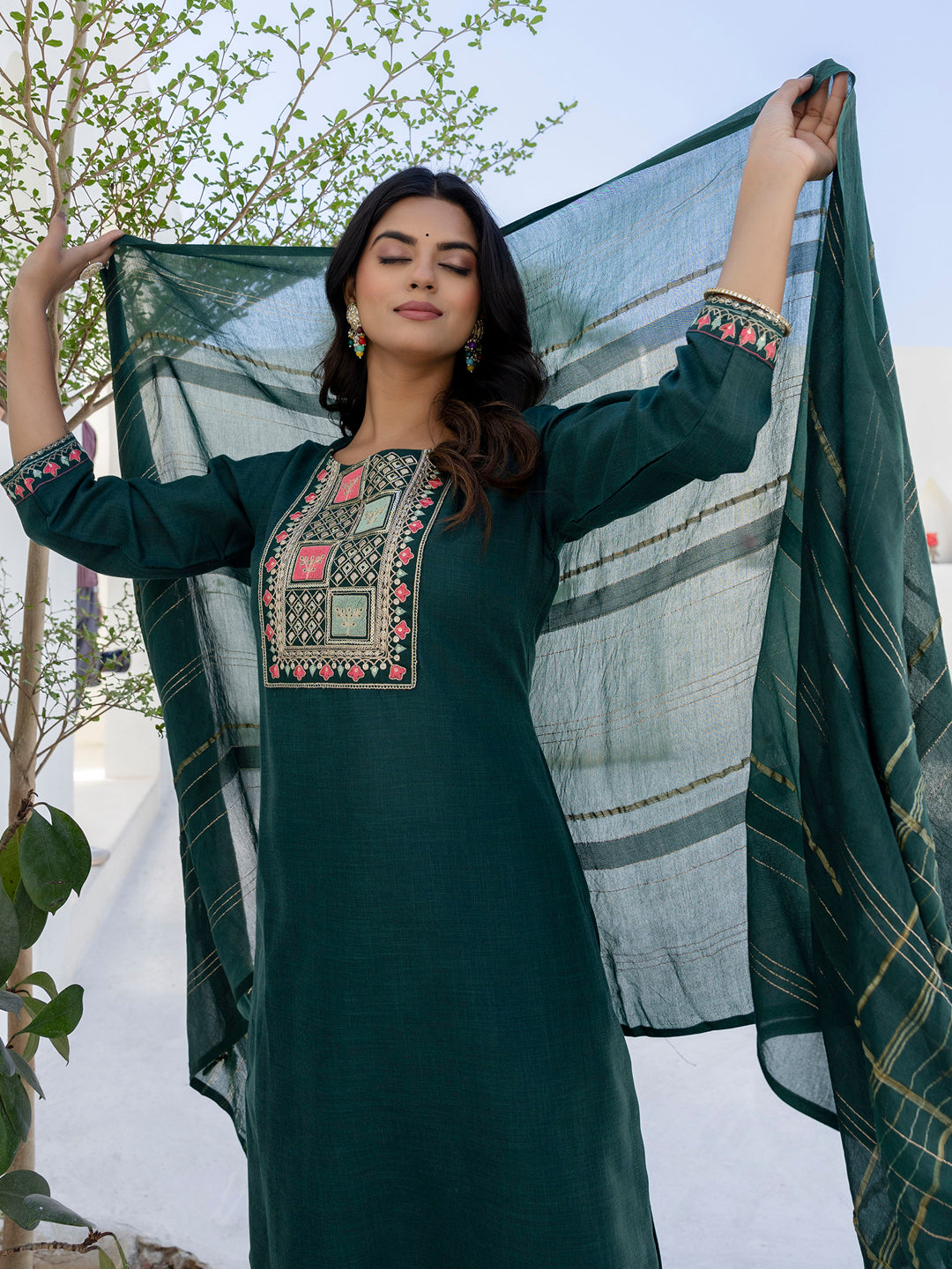 Meher Women Kurta and Trousers Pant Sets Cotton Blend