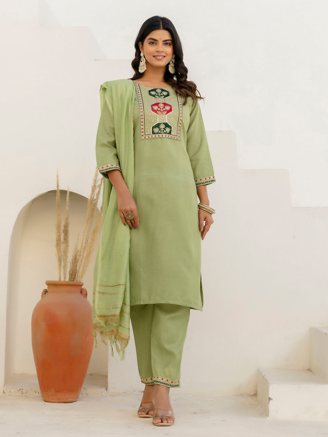 Meher Women Kurta and Trousers Pant Sets Cotton Blend