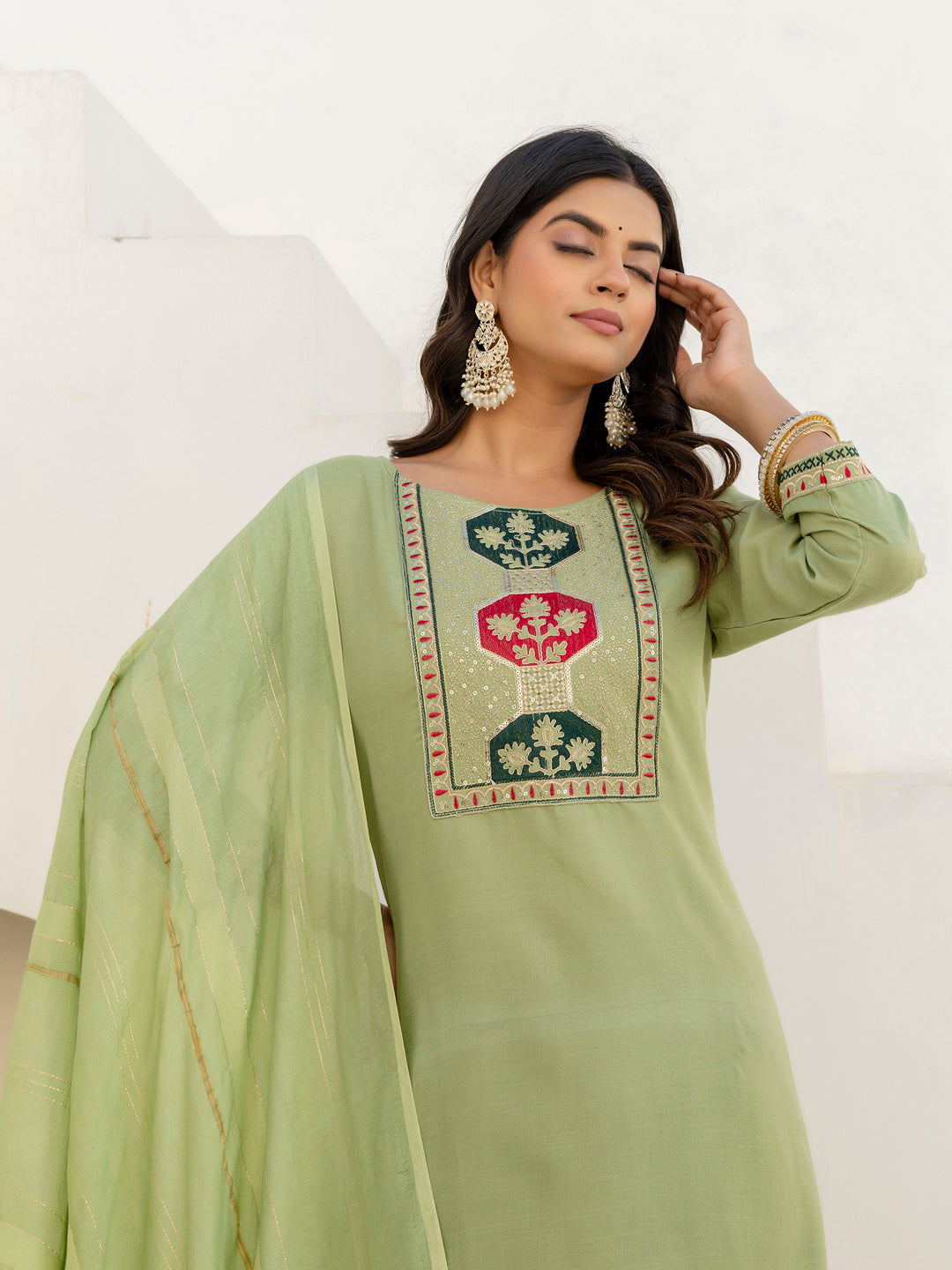 Meher Women Kurta and Trousers Pant Sets Cotton Blend