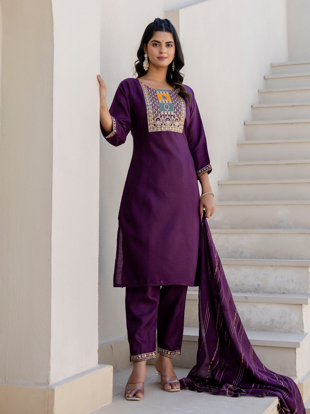 Meher Women Kurta and Trousers Pant Sets Cotton Blend