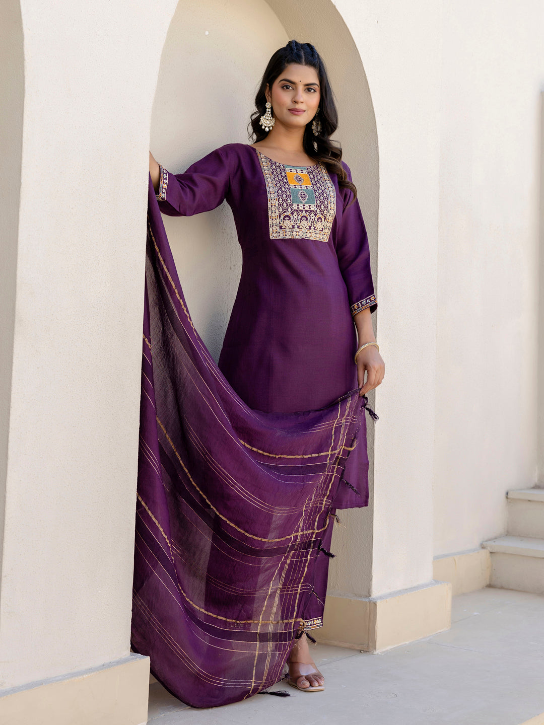 Meher Women Kurta and Trousers Pant Sets Cotton Blend