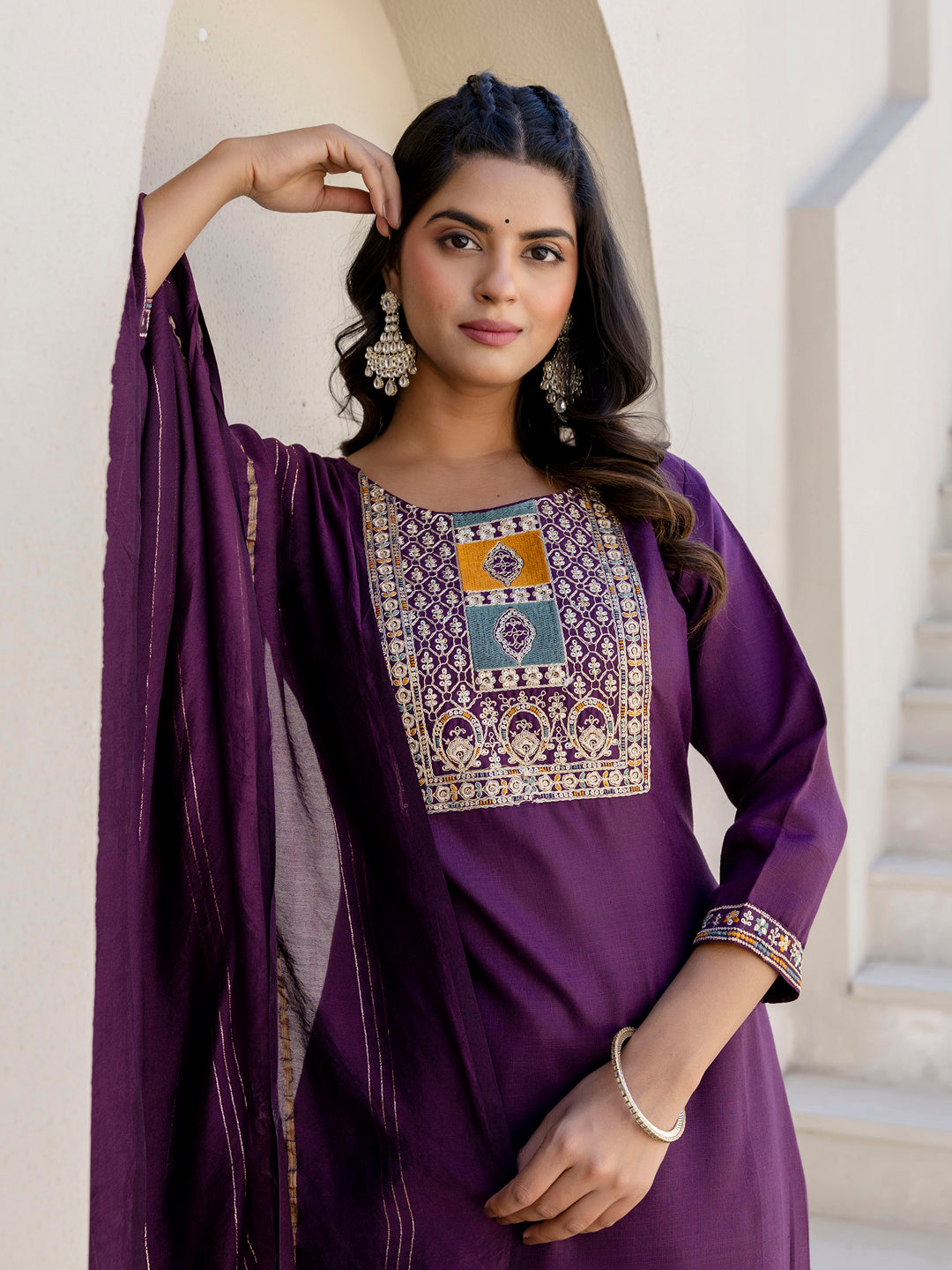 Meher Women Kurta and Trousers Pant Sets Cotton Blend