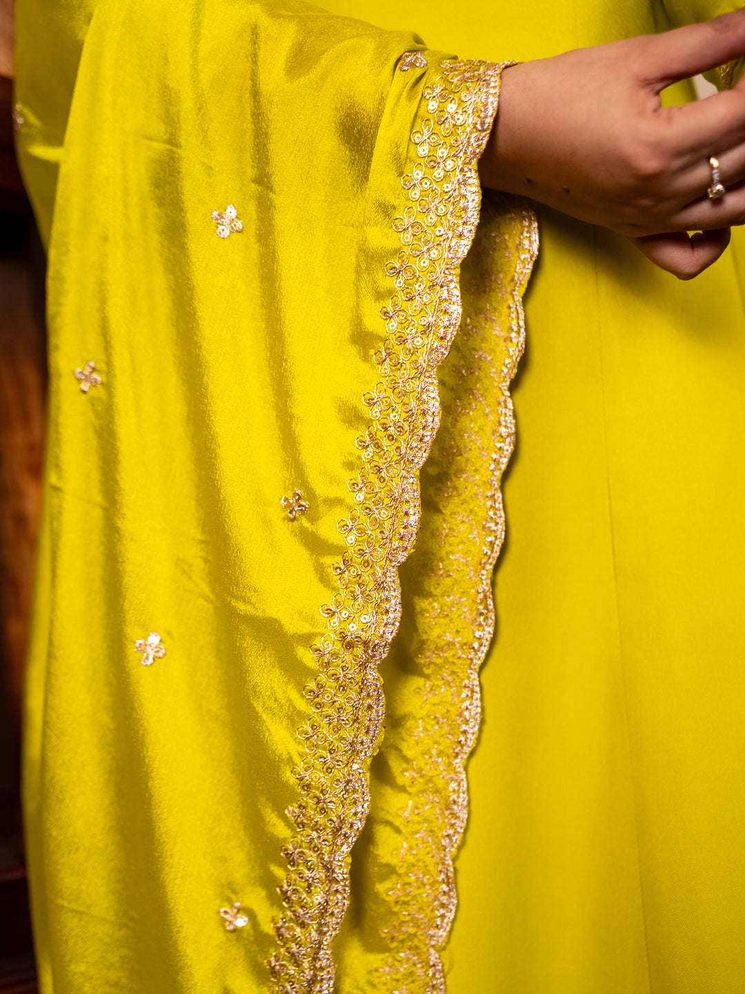 Navrangi Lemon Stylish Anarkali Kurta Set Ready to Wear Soft Silk Fabric with Embroidered Dupatta Tailored Fit
