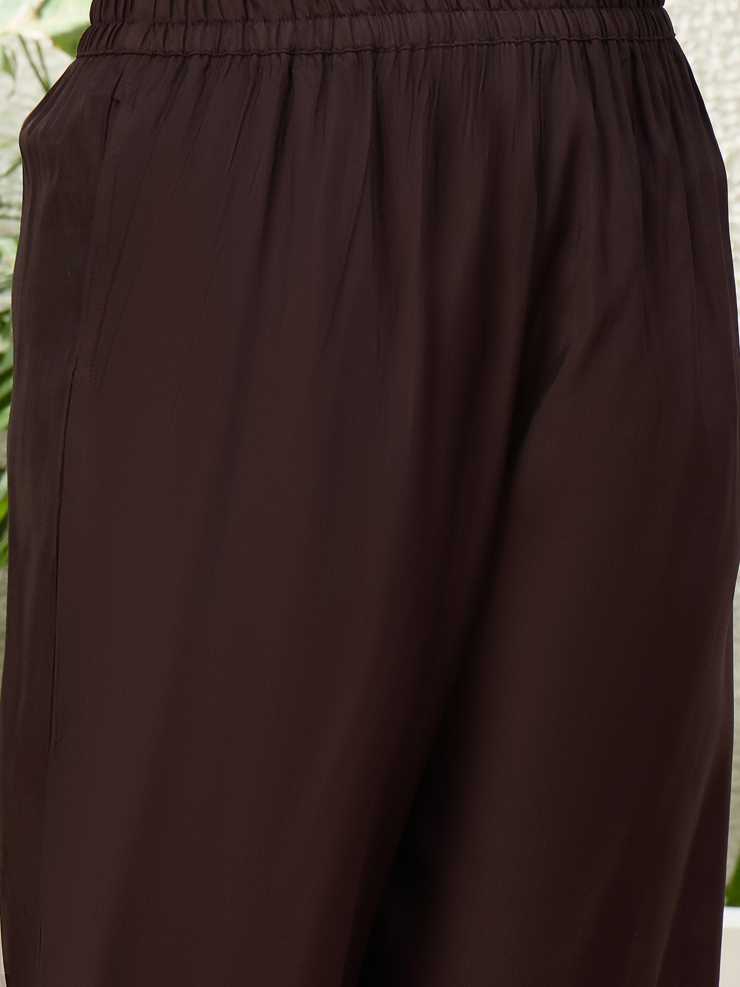 Pranjal Women's Coffee Brown Embroidered Yoke Design Straight Kurta Pant Set