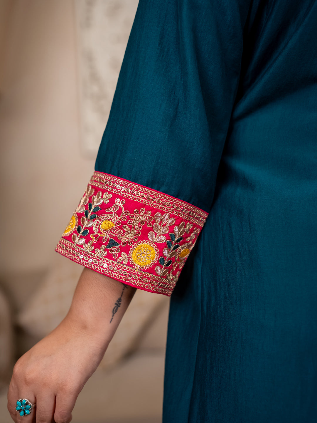 Kiyaraah Stylish Anarkali Kurta Set Ready to Wear Soft Silk Fabric with Embroidered Dupatta Tailored Fit
