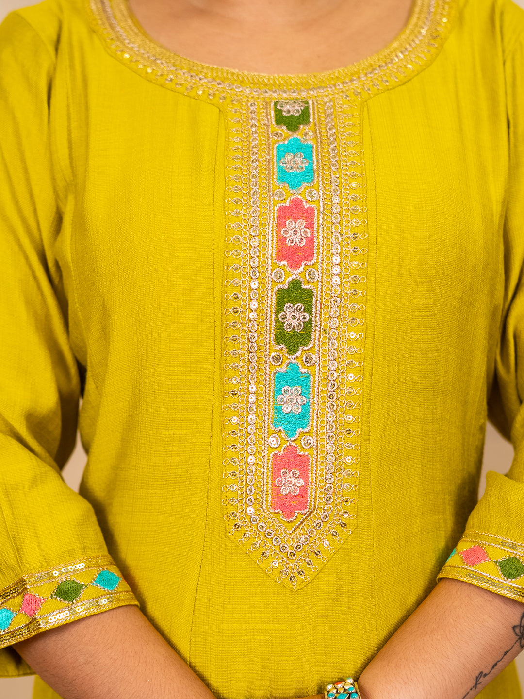 Kavisha Lemon Stylish Anarkali Kurta Set Ready to Wear Soft Silk Fabric with Embroidered Dupatta Tailored Fit