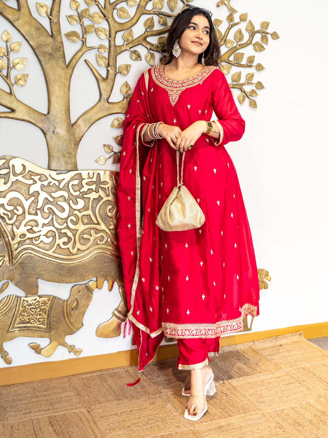Mohini Elegant Ready to Wear Anarkali Kurta Set in Soft Silk Blend with Embroidered Dupatta and Perfect Fit