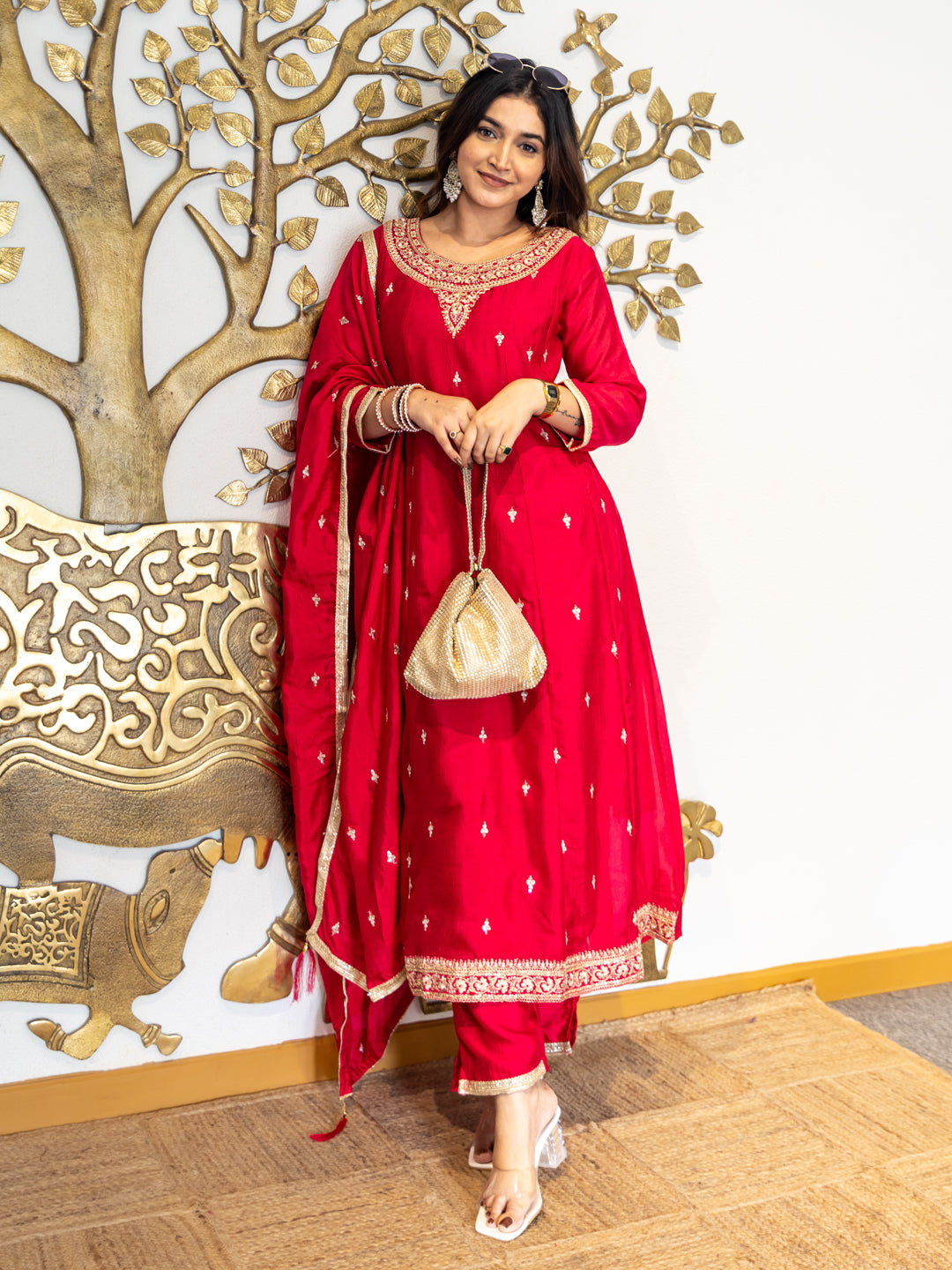Mohini Elegant Ready to Wear Anarkali Kurta Set in Soft Silk Blend with Embroidered Dupatta and Perfect Fit