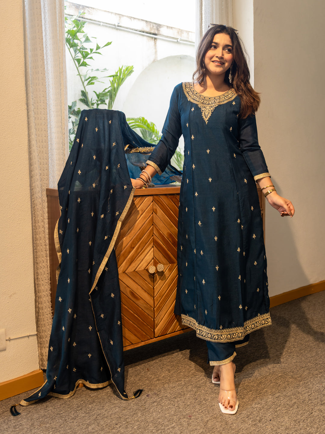 Mohini Stylish Anarkali Kurta Set Ready to Wear Soft Silk Fabric with Embroidered Dupatta Tailored Fit