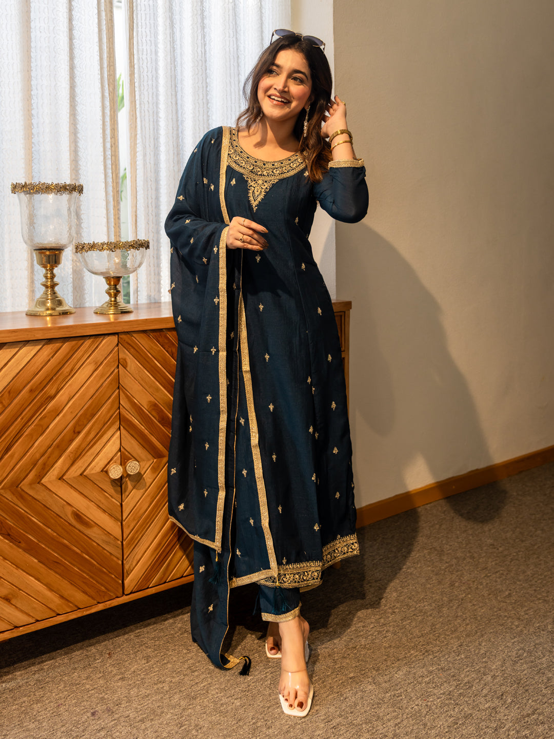 Mohini Stylish Anarkali Kurta Set Ready to Wear Soft Silk Fabric with Embroidered Dupatta Tailored Fit