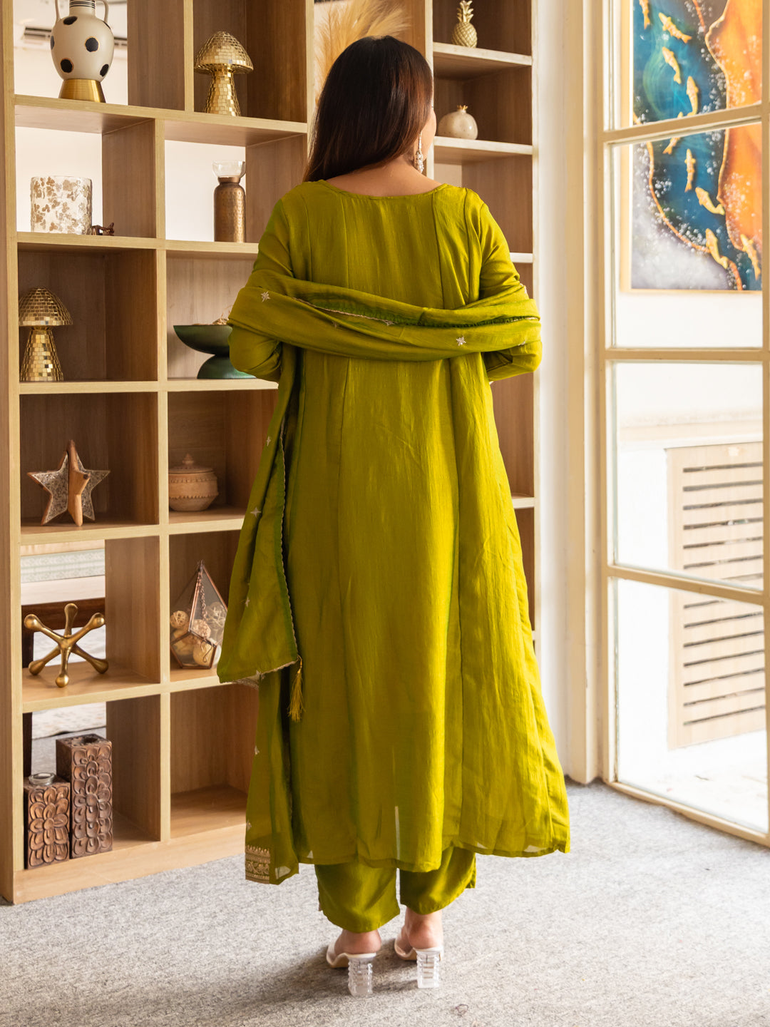 Kanya Elegant Silk Blend Anarkali Kurta Set with Embroidered Dupatta Flowy Fit and Stunning Style