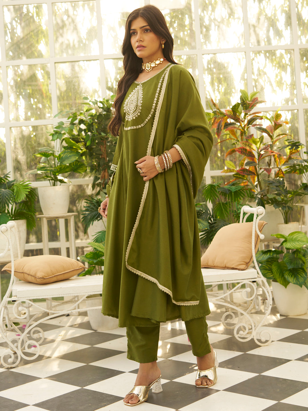 Vaani Anarkali Kurta and Pant Dupatta Set