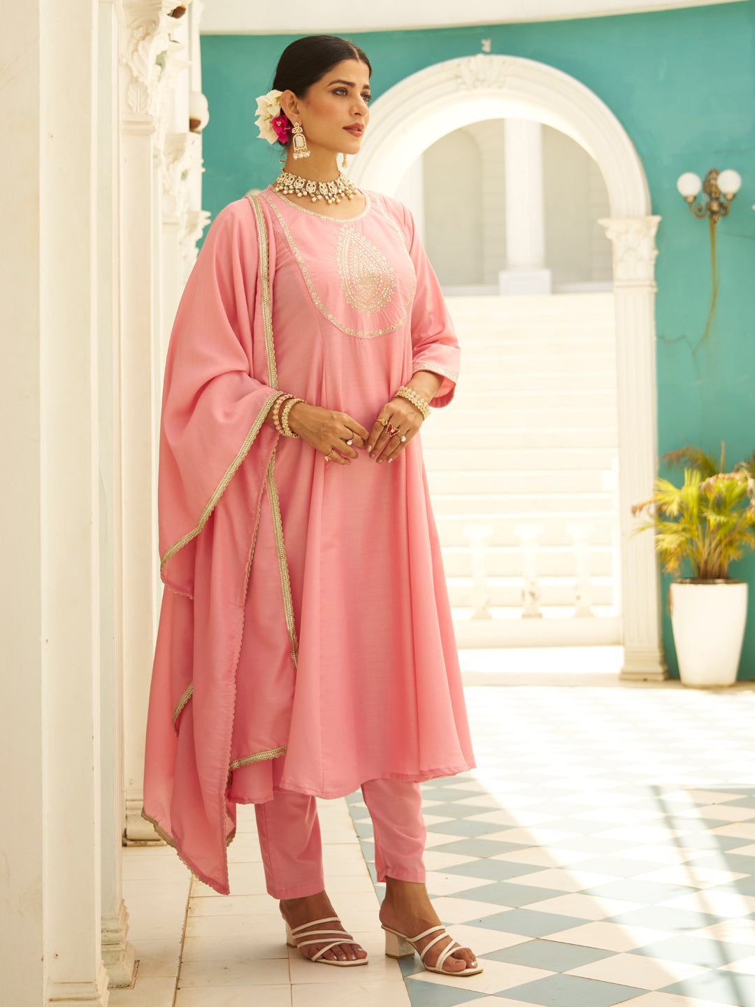 Vaani Anarkali Kurta and Pant Dupatta Set