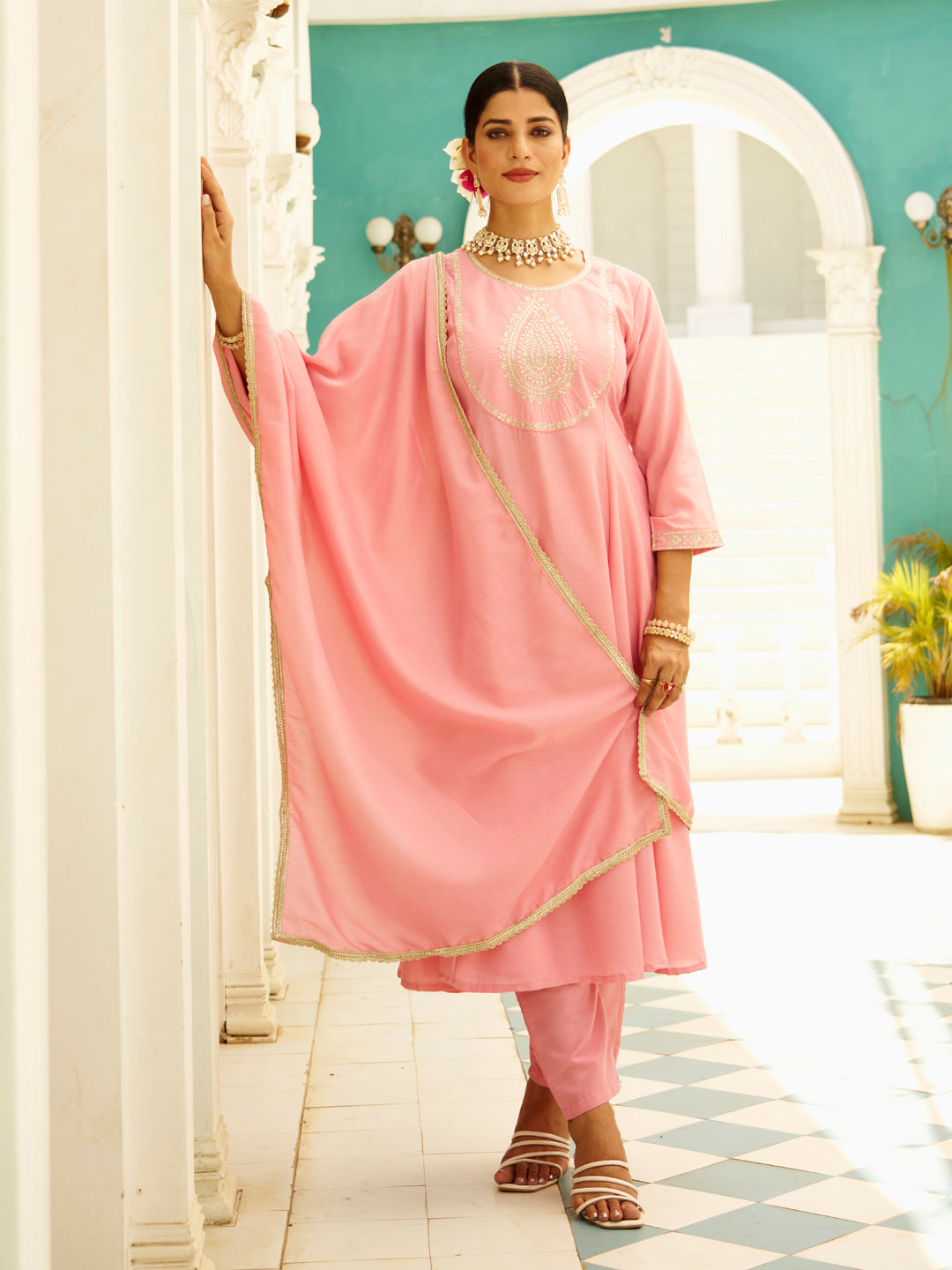 Vaani Anarkali Kurta and Pant Dupatta Set
